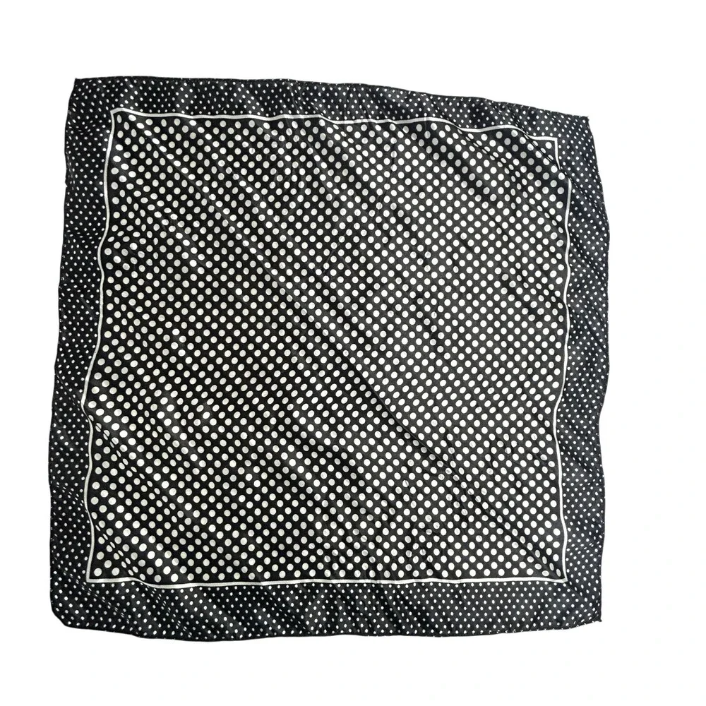 Retro Polka Dot Square Scarf OS Black White Pinup Rockabilly Mod Neckerchief
